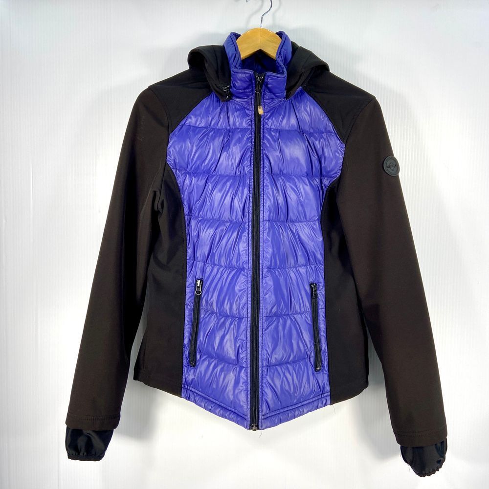 Halifax Traders Packable Down Filled Puffer Jacket Blue Black‎ Womens Medium